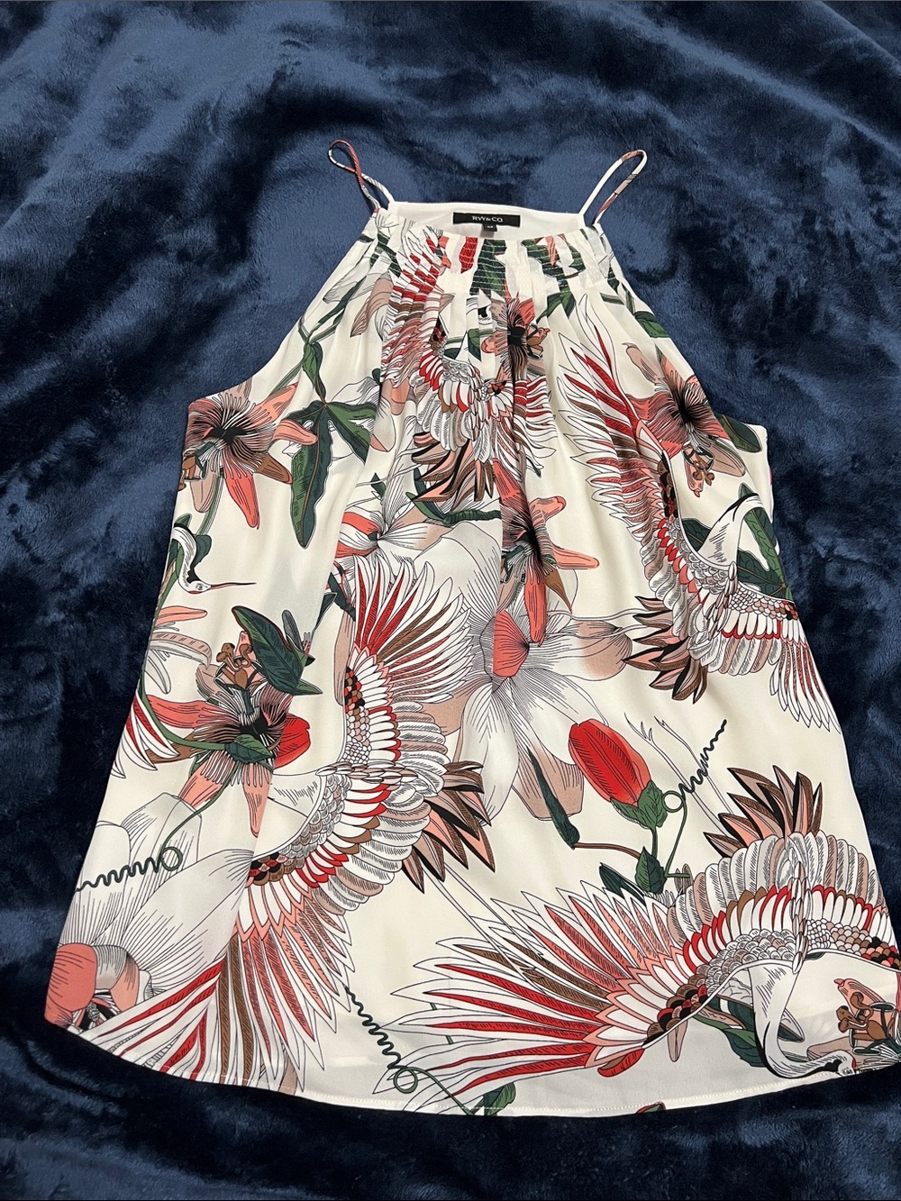 White Floral Print Halter Top